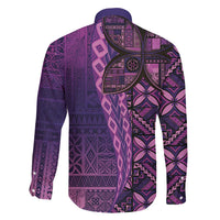 Samoan Pacific Tribal Flower Geometric Art Tattoos Family Matching Off Shoulder Short Dress and Hawaiian Shirt Siapo Pattern Purple Haze - Polynesian Pride