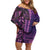 Samoan Pacific Tribal Flower Geometric Art Tattoos Family Matching Off Shoulder Short Dress and Hawaiian Shirt Siapo Pattern Purple Haze - Polynesian Pride