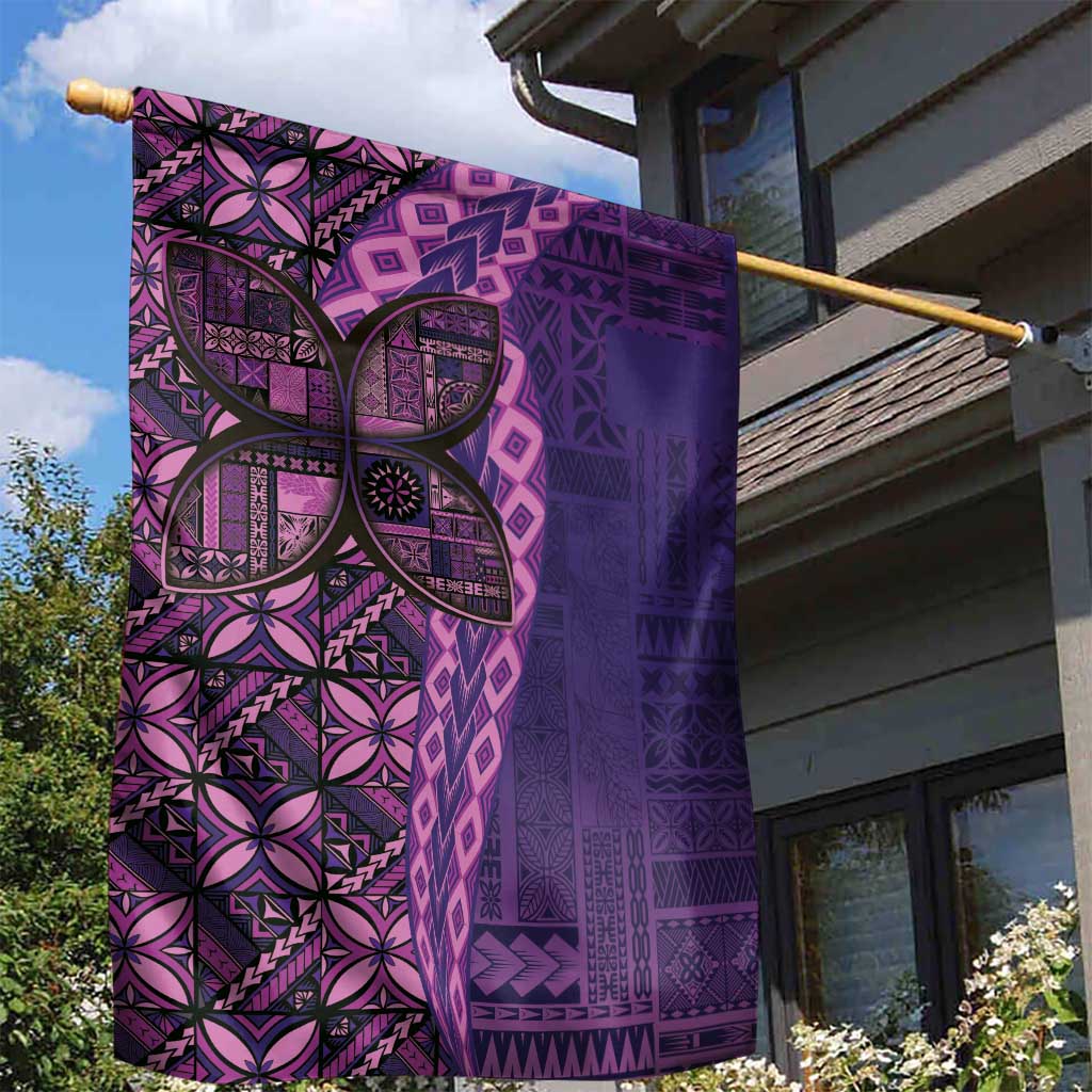 Samoan Pacific Tribal Flower Geometric Art Tattoos Garden Flag Siapo Pattern Purple Haze - Polynesian Pride
