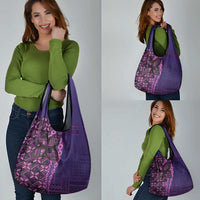 Samoan Pacific Tribal Flower Geometric Art Tattoos Grocery Bag Siapo Pattern Purple Haze - Polynesian Pride