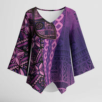 Samoan Pacific Tribal Flower Geometric Art Tattoos Kimono Sleeve Blouse Siapo Pattern Purple Haze - Polynesian Pride