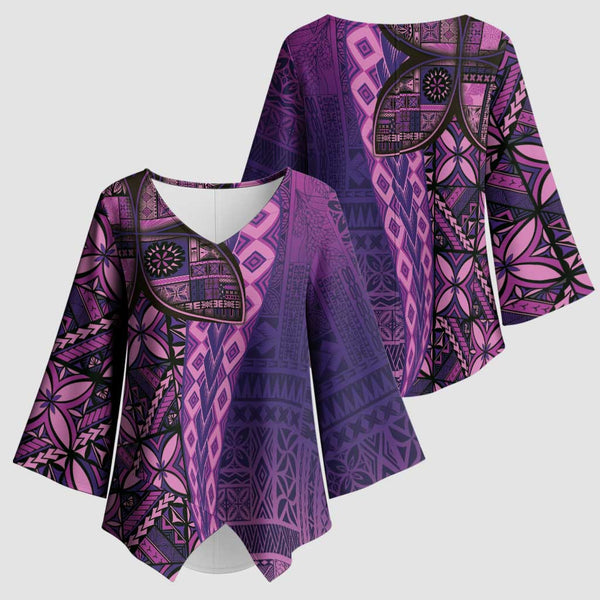 Samoan Pacific Tribal Flower Geometric Art Tattoos Kimono Sleeve Blouse ...