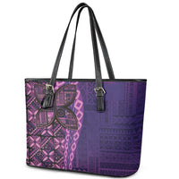 Samoan Pacific Tribal Flower Geometric Art Tattoos Leather Tote Bag Siapo Pattern Purple Haze LT03 - Polynesian Pride
