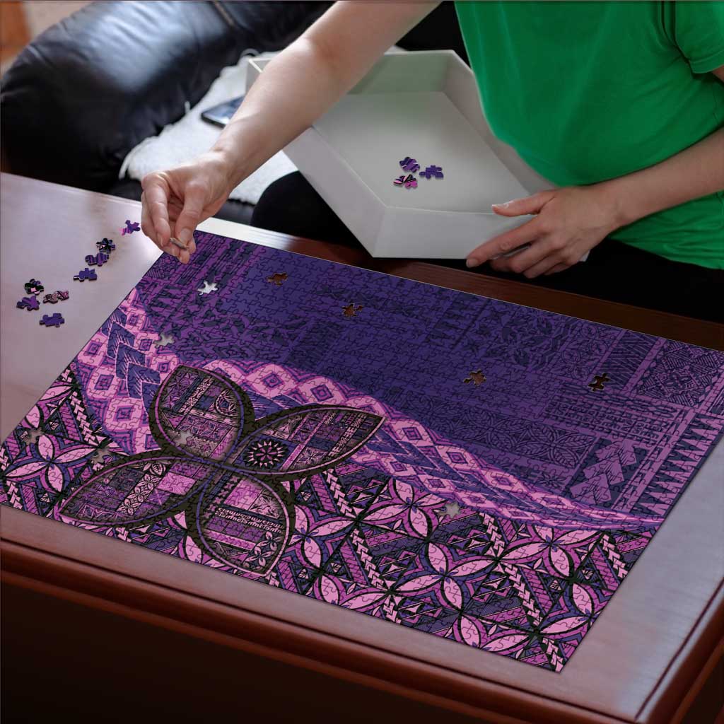 Samoan Pacific Tribal Flower Geometric Art Tattoos Puzzle Siapo Pattern Purple Haze - Polynesian Pride