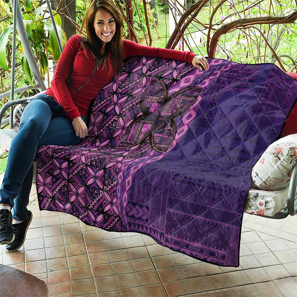 Samoan Pacific Tribal Flower Geometric Art Tattoos Quilt Siapo Pattern Purple Haze - Polynesian Pride