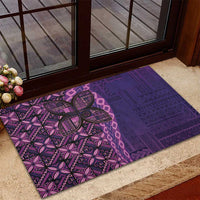 Samoan Pacific Tribal Flower Geometric Art Tattoos Rubber Doormat Siapo Pattern Purple Haze - Polynesian Pride