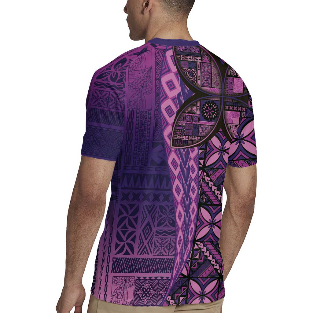 Samoan Pacific Tribal Flower Geometric Art Tattoos Rugby Jersey Siapo Pattern Purple Haze - Polynesian Pride