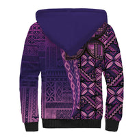 Samoan Pacific Tribal Flower Geometric Art Tattoos Sherpa Hoodie Siapo Pattern Purple Haze - Polynesian Pride