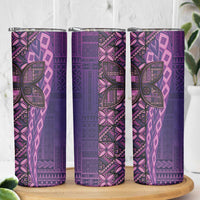 Samoan Pacific Tribal Flower Geometric Art Tattoos Skinny Tumbler Siapo Pattern Purple Haze - Polynesian Pride