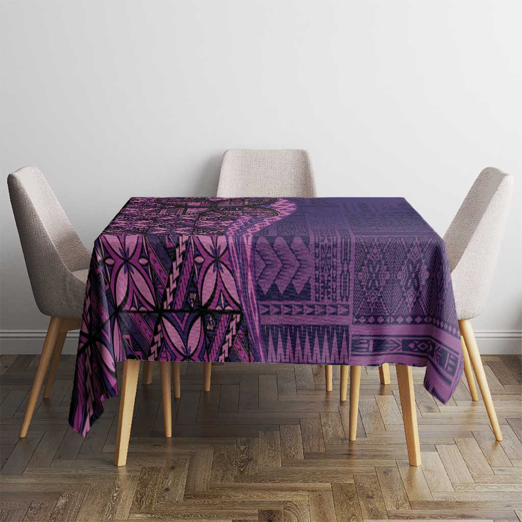 Samoan Pacific Tribal Flower Geometric Art Tattoos Tablecloth Siapo Pattern Purple Haze - Polynesian Pride