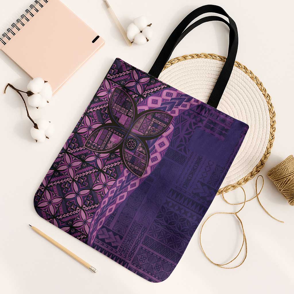 Samoan Pacific Tribal Flower Geometric Art Tattoos Tote Bag Siapo Pattern Purple Haze LT03 One Size Purple - Polynesian Pride