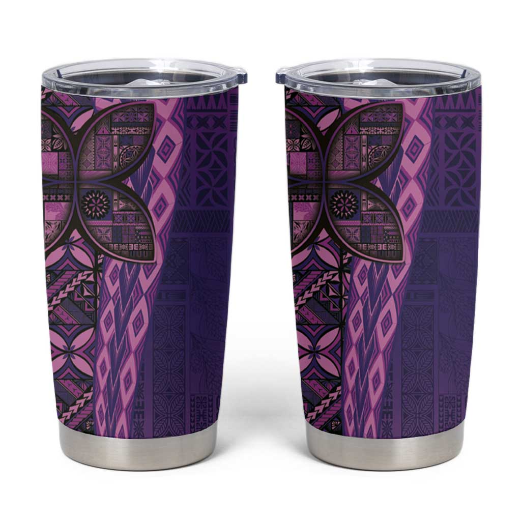 Samoan Pacific Tribal Flower Geometric Art Tattoos Tumbler Cup Siapo Pattern Purple Haze - Polynesian Pride