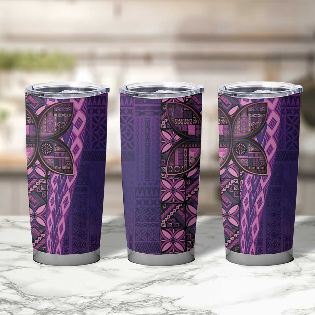 Samoan Pacific Tribal Flower Geometric Art Tattoos Tumbler Cup Siapo Pattern Purple Haze - Polynesian Pride