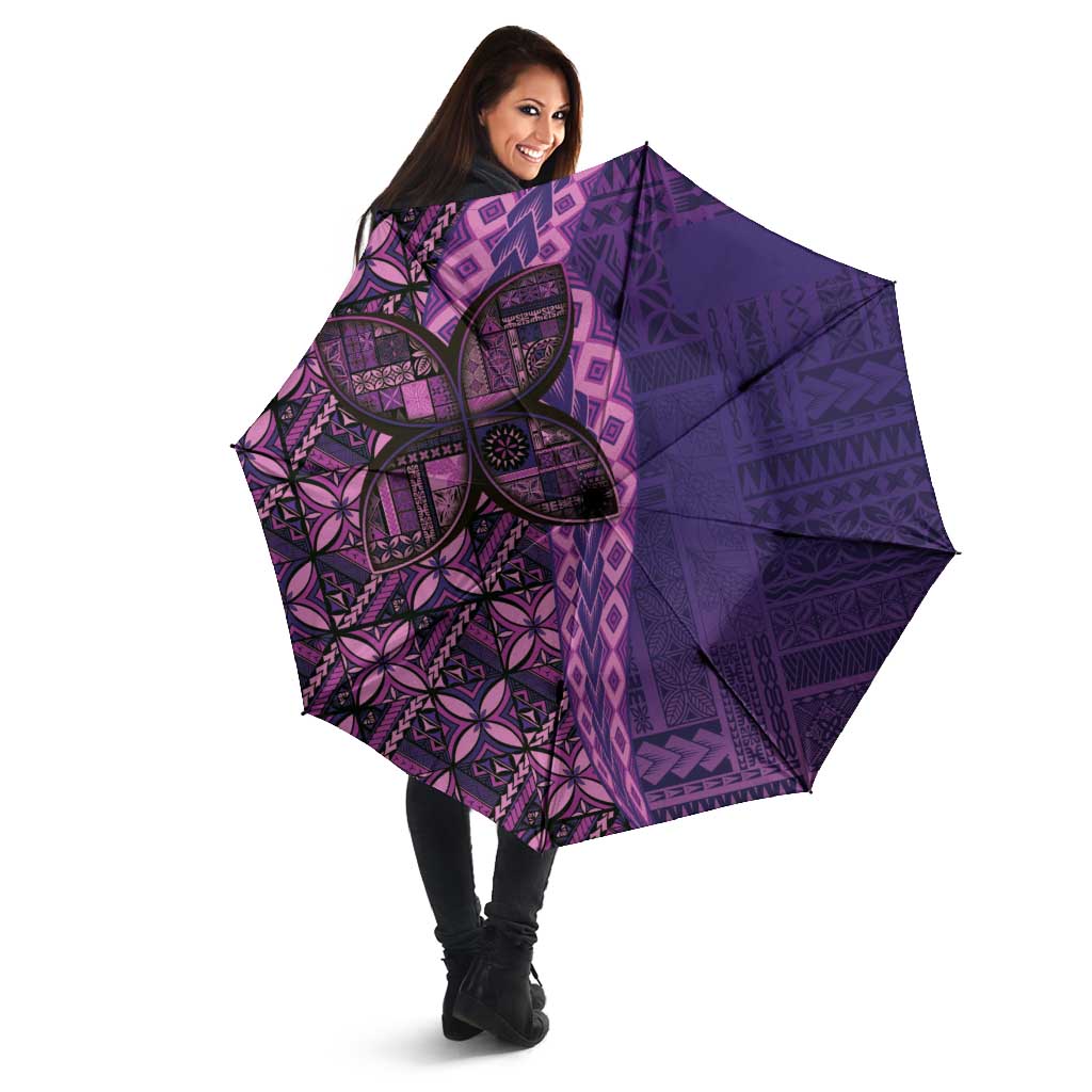 Samoan Pacific Tribal Flower Geometric Art Tattoos Umbrella Siapo Pattern Purple Haze - Polynesian Pride