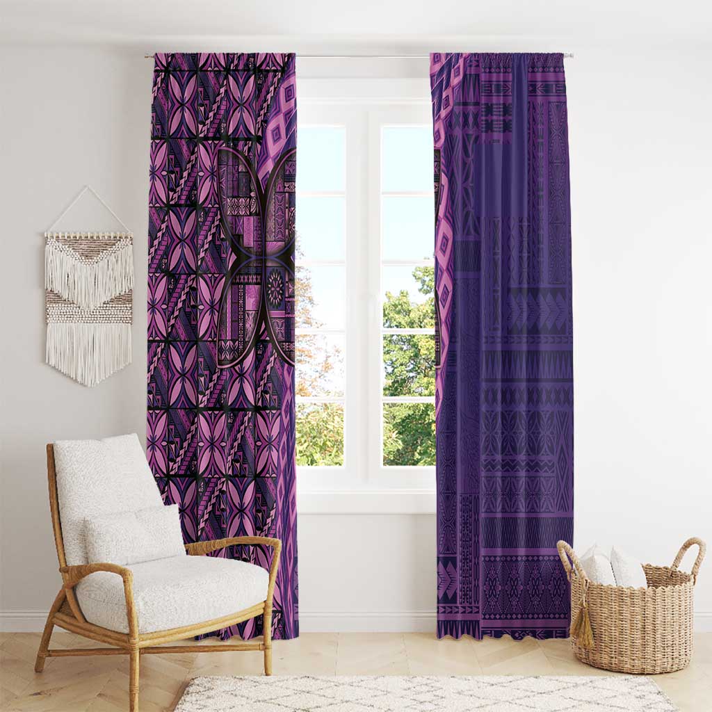 Samoan Pacific Tribal Flower Geometric Art Tattoos Window Curtain Siapo Pattern Purple Haze - Polynesian Pride