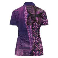 Samoan Pacific Tribal Flower Geometric Art Tattoos Women Polo Shirt Siapo Pattern Purple Haze - Polynesian Pride