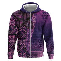 Samoan Pacific Tribal Flower Geometric Art Tattoos Zip Hoodie Siapo Pattern Purple Haze LT03 Zip Hoodie Purple - Polynesian Pride