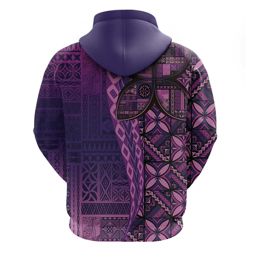 Samoan Pacific Tribal Flower Geometric Art Tattoos Zip Hoodie Siapo Pattern Purple Haze LT03 - Polynesian Pride