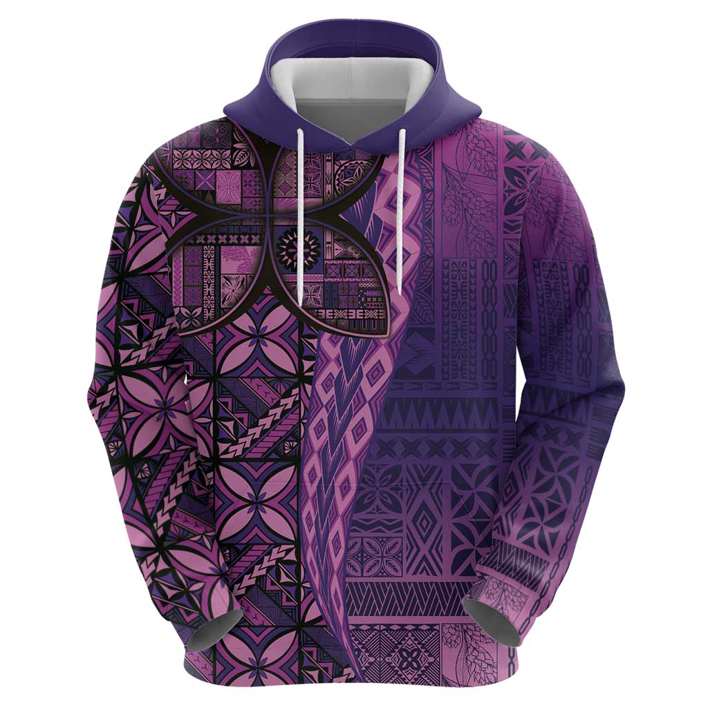 Samoan Pacific Tribal Flower Geometric Art Tattoos Zip Hoodie Siapo Pattern Purple Haze LT03 - Polynesian Pride