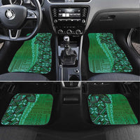 Samoan Pacific Tribal Flower Geometric Art Tattoos Car Mats Siapo Pattern Emerald Glow - Polynesian Pride