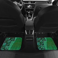 Samoan Pacific Tribal Flower Geometric Art Tattoos Car Mats Siapo Pattern Emerald Glow - Polynesian Pride