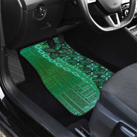 Samoan Pacific Tribal Flower Geometric Art Tattoos Car Mats Siapo Pattern Emerald Glow - Polynesian Pride