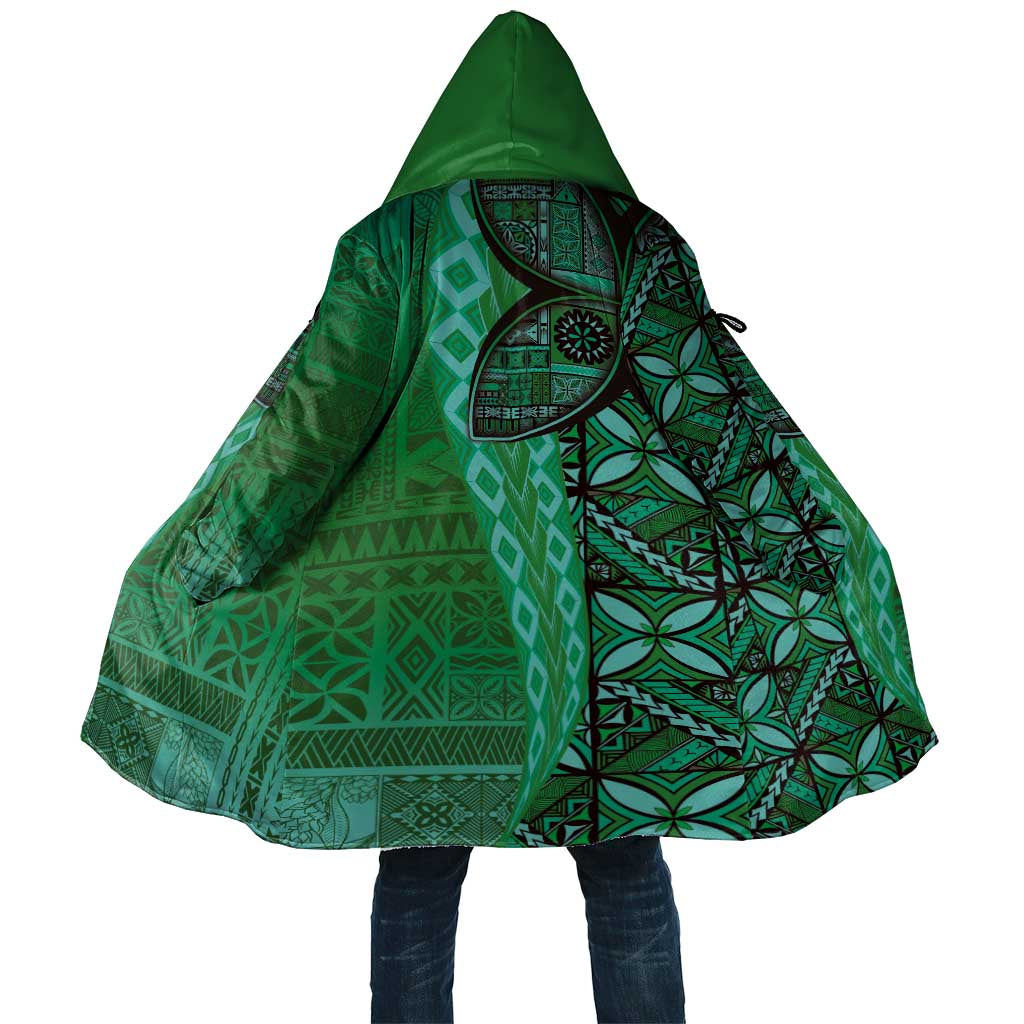 Samoan Pacific Tribal Flower Geometric Art Tattoos Cloak Siapo Pattern Emerald Glow - Polynesian Pride