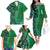 Samoan Pacific Tribal Flower Geometric Art Tattoos Family Matching Off The Shoulder Long Sleeve Dress and Hawaiian Shirt Siapo Pattern Emerald Glow - Polynesian Pride