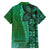 Samoan Pacific Tribal Flower Geometric Art Tattoos Family Matching Off The Shoulder Long Sleeve Dress and Hawaiian Shirt Siapo Pattern Emerald Glow - Polynesian Pride
