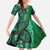 Samoan Pacific Tribal Flower Geometric Art Tattoos Family Matching Summer Maxi Dress and Hawaiian Shirt Siapo Pattern Emerald Glow - Polynesian Pride