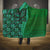 Samoan Pacific Tribal Flower Geometric Art Tattoos Hooded Blanket Siapo Pattern Emerald Glow - Polynesian Pride