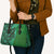 Samoan Pacific Tribal Flower Geometric Art Tattoos Leather Bag Siapo Pattern Emerald Glow - Polynesian Pride