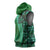 Samoan Pacific Tribal Flower Geometric Art Tattoos Sleeveless Hoodie Siapo Pattern Emerald Glow - Polynesian Pride