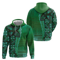 Samoan Pacific Tribal Flower Geometric Art Tattoos Zip Hoodie Siapo Pattern Emerald Glow LT03 - Polynesian Pride