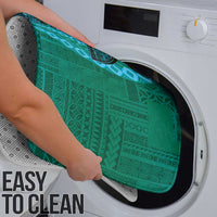 Samoan Pacific Tribal Flower Geometric Art Tattoos Bathroom Set Siapo Pattern Turquoise Tide - Polynesian Pride