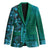 Samoan Pacific Tribal Flower Geometric Art Tattoos Blazer Siapo Pattern Turquoise Tide - Polynesian Pride