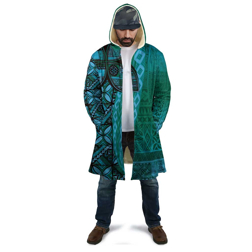 Samoan Pacific Tribal Flower Geometric Art Tattoos Cloak Siapo Pattern Turquoise Tide - Polynesian Pride