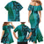 Samoan Pacific Tribal Flower Geometric Art Tattoos Family Matching Mermaid Dress and Hawaiian Shirt Siapo Pattern Turquoise Tide - Polynesian Pride