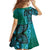 Samoan Pacific Tribal Flower Geometric Art Tattoos Family Matching Tank Maxi Dress and Hawaiian Shirt Siapo Pattern Turquoise Tide - Polynesian Pride