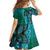 Samoan Pacific Tribal Flower Geometric Art Tattoos Kid Short Sleeve Dress Siapo Pattern Turquoise Tide - Polynesian Pride