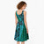 Samoan Pacific Tribal Flower Geometric Art Tattoos Midi Dress Siapo Pattern Turquoise Tide - Polynesian Pride