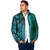 Samoan Pacific Tribal Flower Geometric Art Tattoos Padded Jacket Siapo Pattern Turquoise Tide - Polynesian Pride