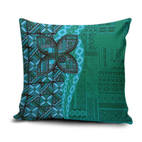 Samoan Pacific Tribal Flower Geometric Art Tattoos Pillow Cover Siapo Pattern Turquoise Tide LT03 Turquoise - Polynesian Pride