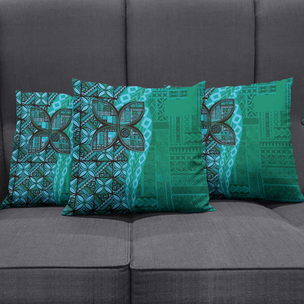 Samoan Pacific Tribal Flower Geometric Art Tattoos Pillow Cover Siapo Pattern Turquoise Tide LT03 - Polynesian Pride