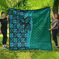 Samoan Pacific Tribal Flower Geometric Art Tattoos Quilt Siapo Pattern Turquoise Tide - Polynesian Pride