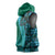 Samoan Pacific Tribal Flower Geometric Art Tattoos Sleeveless Hoodie Siapo Pattern Turquoise Tide - Polynesian Pride