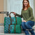 Samoan Pacific Tribal Flower Geometric Art Tattoos Travel Bag Siapo Pattern Turquoise Tide - Polynesian Pride