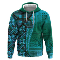 Samoan Pacific Tribal Flower Geometric Art Tattoos Zip Hoodie Siapo Pattern Turquoise Tide LT03 Pullover Hoodie Turquoise - Polynesian Pride