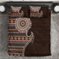 Fijian Masi Tribal Tattoos Art Pattern Bedding Set Brown Color Half Style - Polynesian Pride