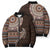 Fijian Masi Tribal Tattoos Art Pattern Bomber Puffer Jacket Brown Color Half Style - Polynesian Pride